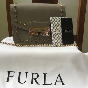 NWT Furla "Julia" studded mini leather crossbody